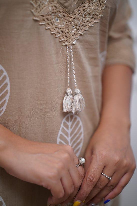 Soch Kurta Elegant Beige Embroidered Cotton Salwar Kameez Set